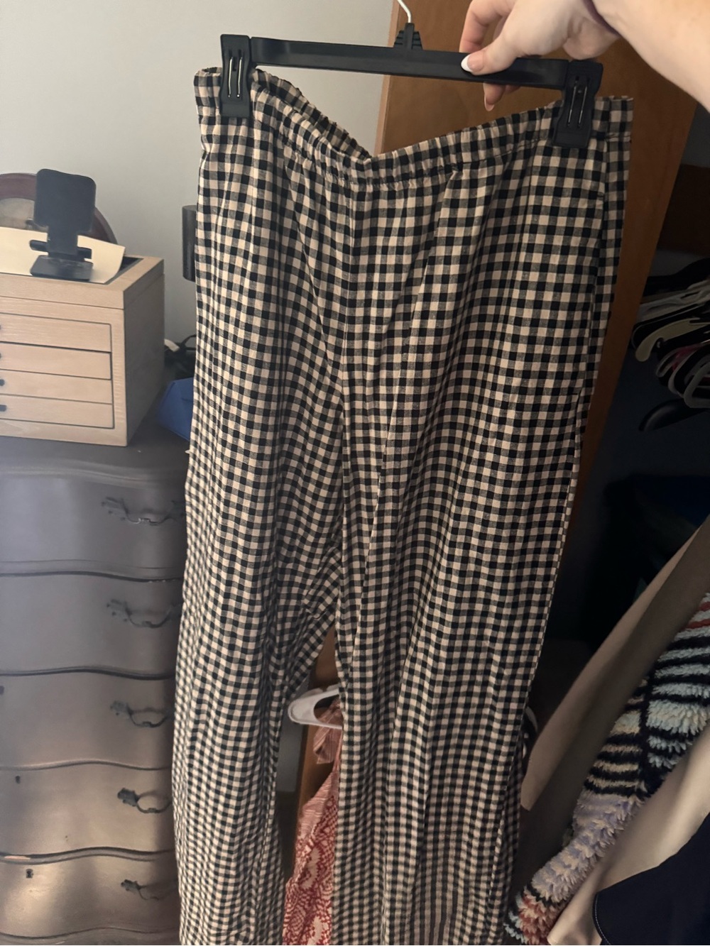 GAP Black & Cream Gingham Wide-Leg Pants
